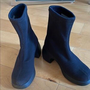 Camper Black Heeled Boots with Chunky Heel